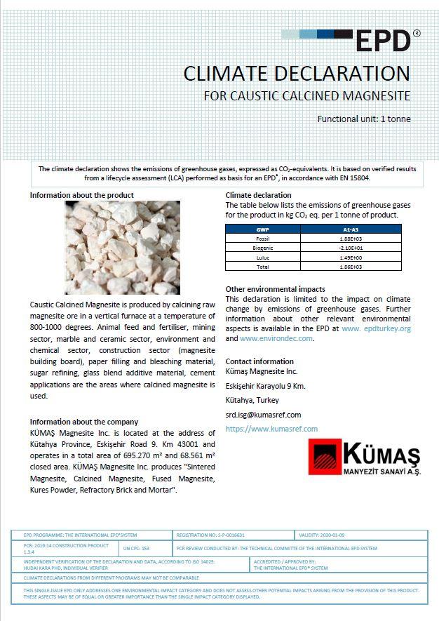 CAUSTIC CALCINED MAGNESITE