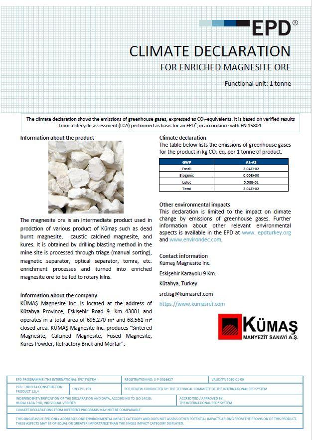 ENRICHED MAGNESITE ORE