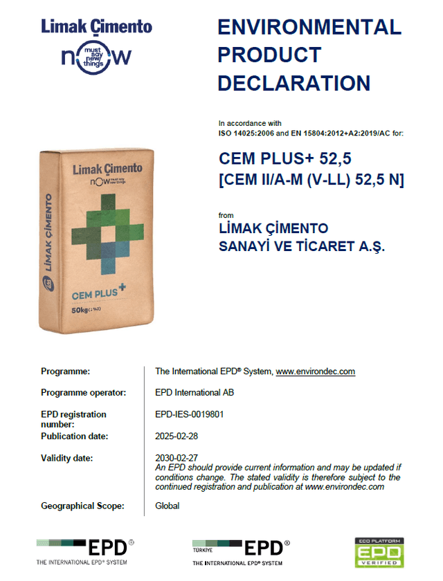 CEM PLUS+ 52,5 [CEM II/A-M (V-LL) 52,5 N]-TRAKYA PLANT
