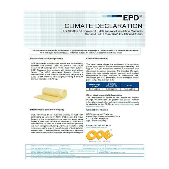 Starflex & Evomineral 040 Cam Yünü Yalıtım Malzemeleri