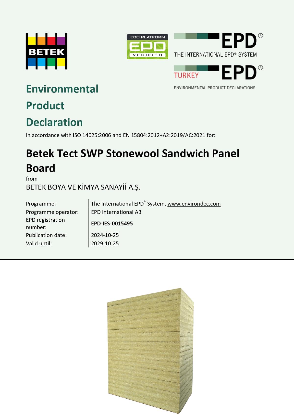 Betek Tect SWP Stonewool Sandwich Panel Board