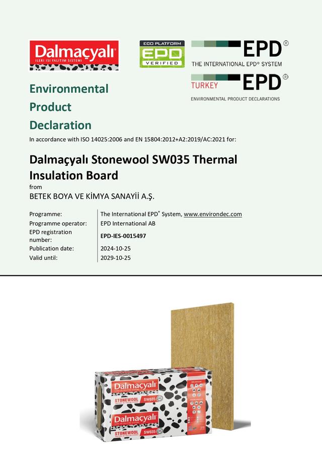 Dalmaçyalı Stonewool SW035 Thermal Insulation Board